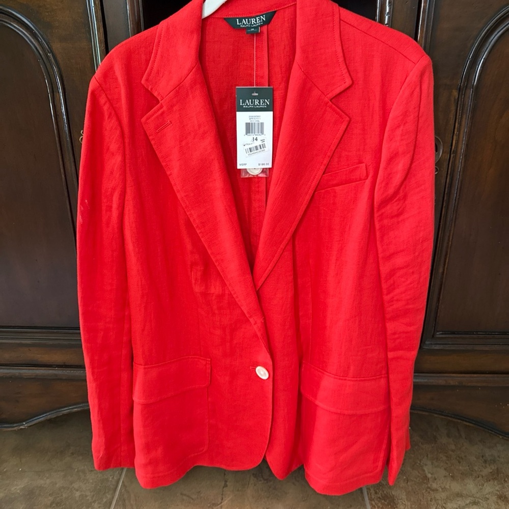 Women's Linen Red Blazer by Lauren Ralph Lauren